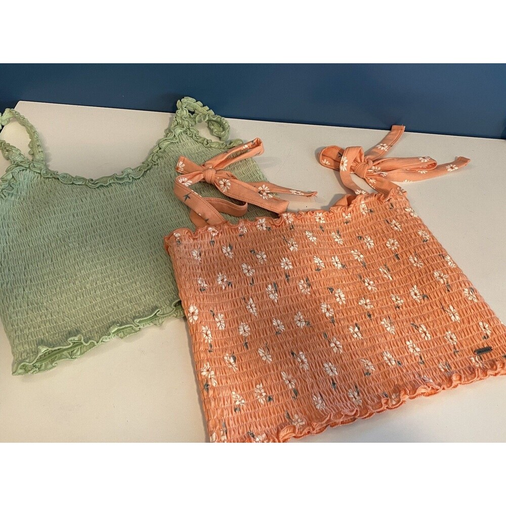 Tank Tops Lot Of 2 Festival Concert Boho Juniors Sz Med Pastel Floral & Solid - Picture 4 of 16